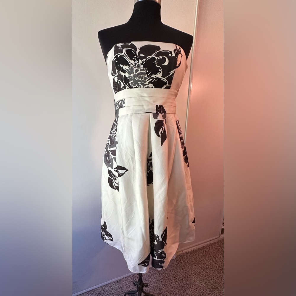 Silk like material super elegant Black And White dress.